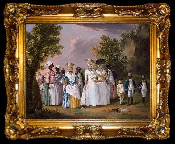 framed  Agostino Brunias Free Women of Color with their Children and Servants in a Landscape, ta009-2